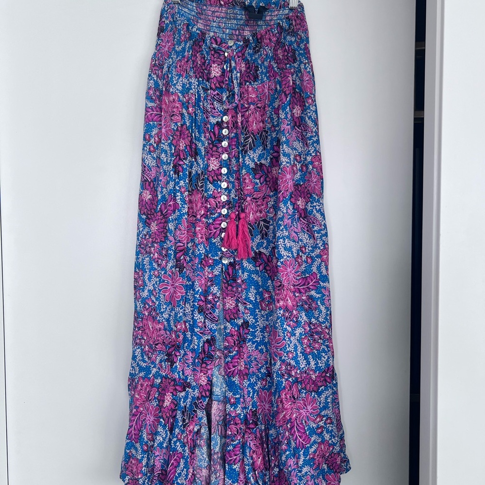 RACHEL Rachel Roy Blue and Pink Maxi A-Line Skirt